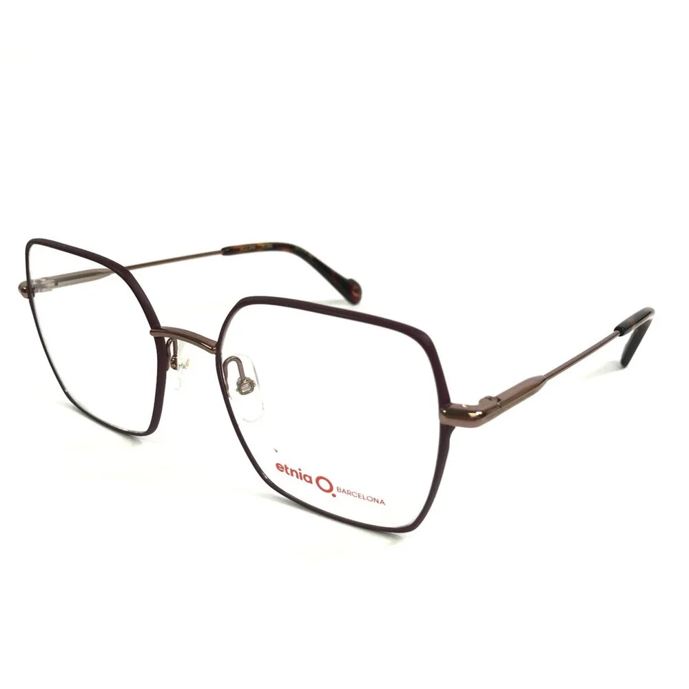 Etnia Barcelona Eyeglasses Frames AGORA RGBX Rose Gold Bordeaux Red 53-19-140